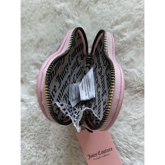 JUICY COUTURE GET COZY HEART ZIP AROUND WRISTLET WALLET PINK LEOPARD New - Picture 6 of 10